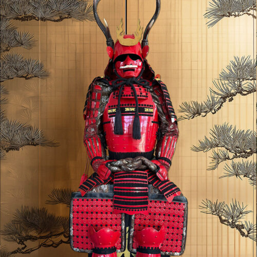 Limited Handmade Blue & Black Armor Ã-yoroi Demon Maedate Black Pattern Rope