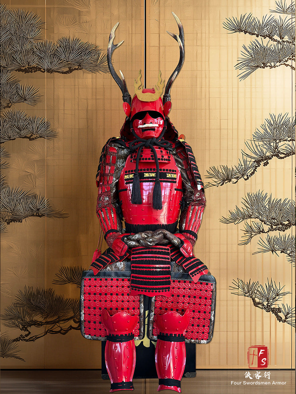 Limited Handmade Blue & Black Armor Ã-yoroi Demon Maedate Black Pattern Rope