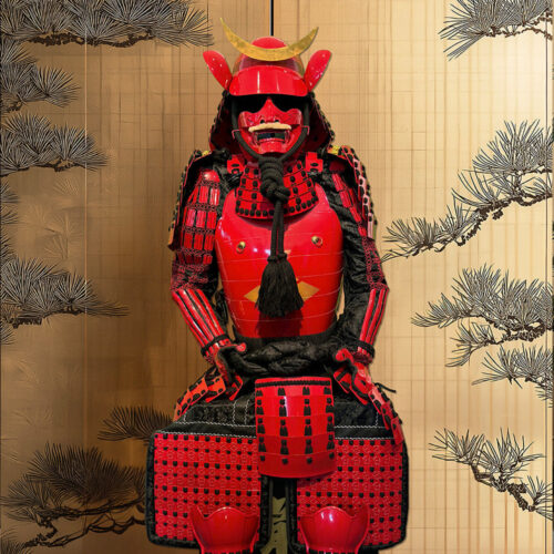 Limited Handmade Blue & Black Armor Ã-yoroi Demon Maedate Black Pattern Rope