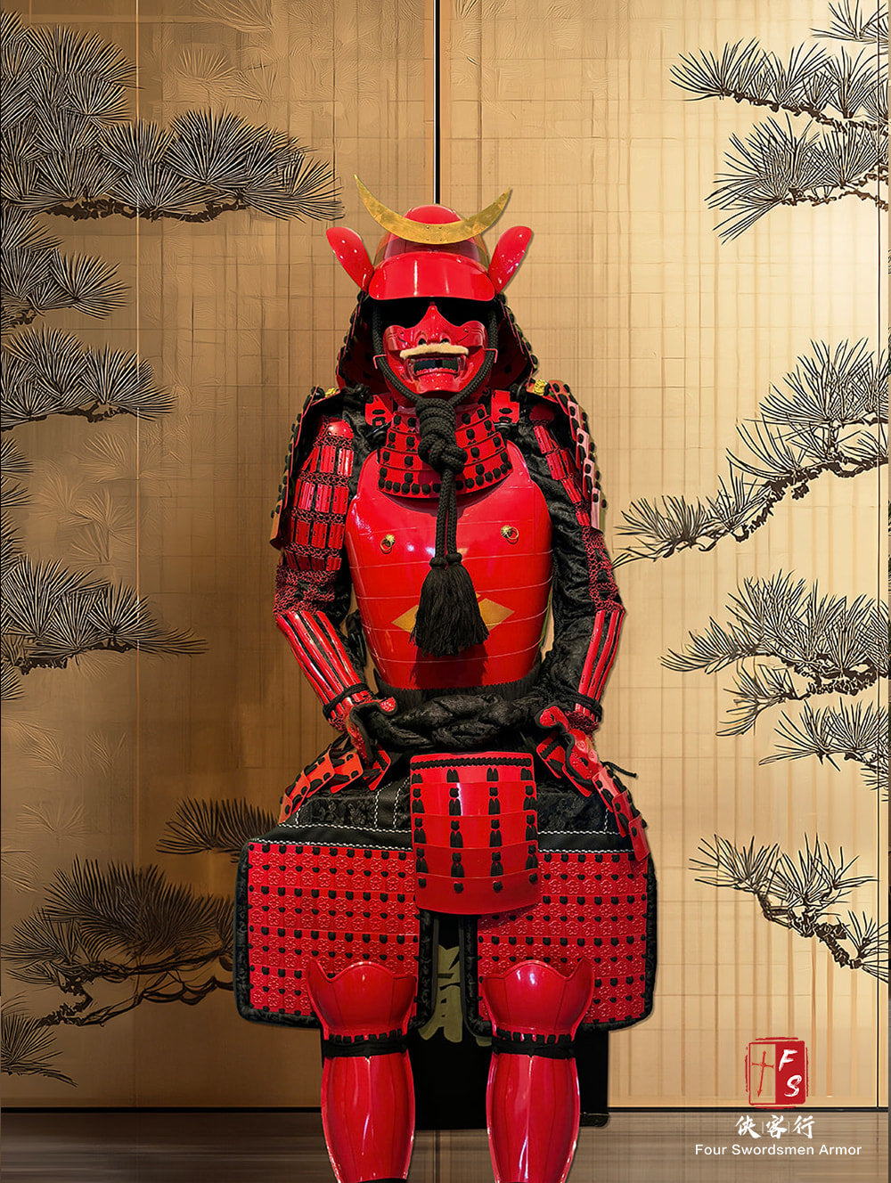 Limited Handmade Blue & Black Armor Ã-yoroi Demon Maedate Black Pattern Rope
