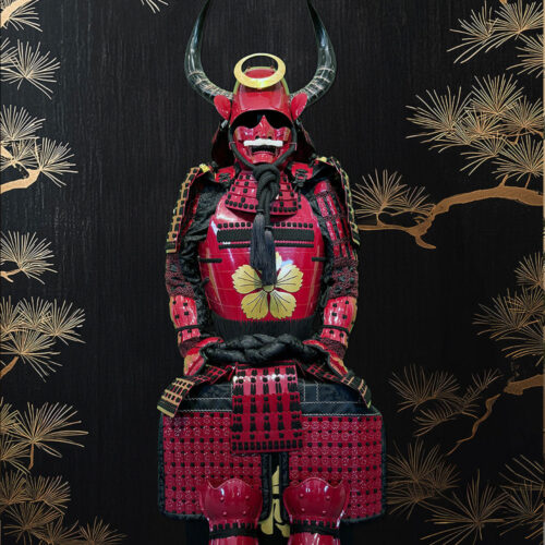 Limited Handmade Blue & Black Armor Ã-yoroi Demon Maedate Black Pattern Rope