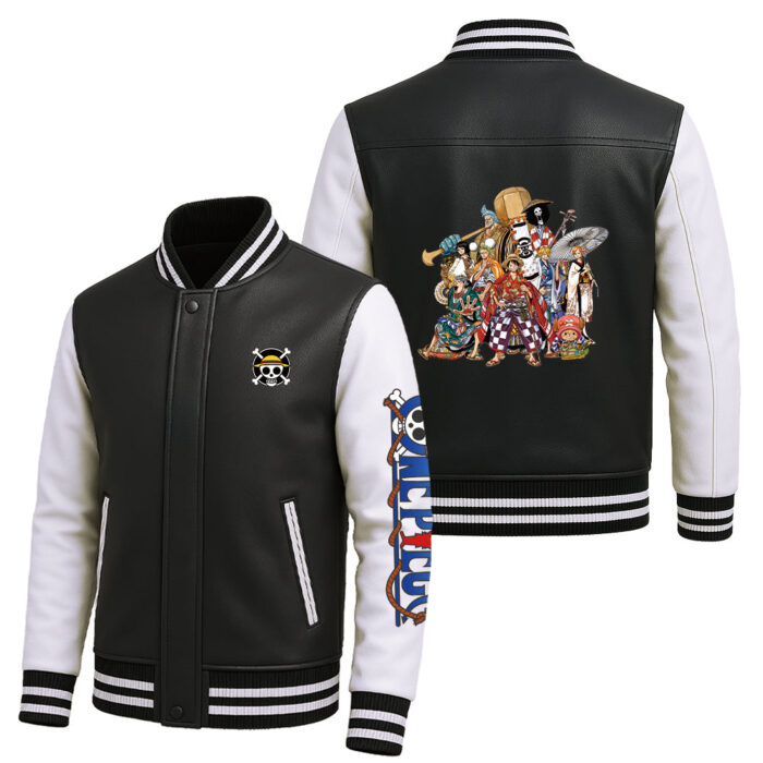 Japanese Anime Flight Jacket Luffy Samurai Crew Vibrant Manga Style Unique Design