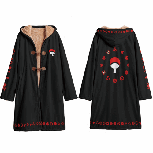 AB007 Trench Coat Naruto Uchiha Clan Sharingan Hooded Cloak
