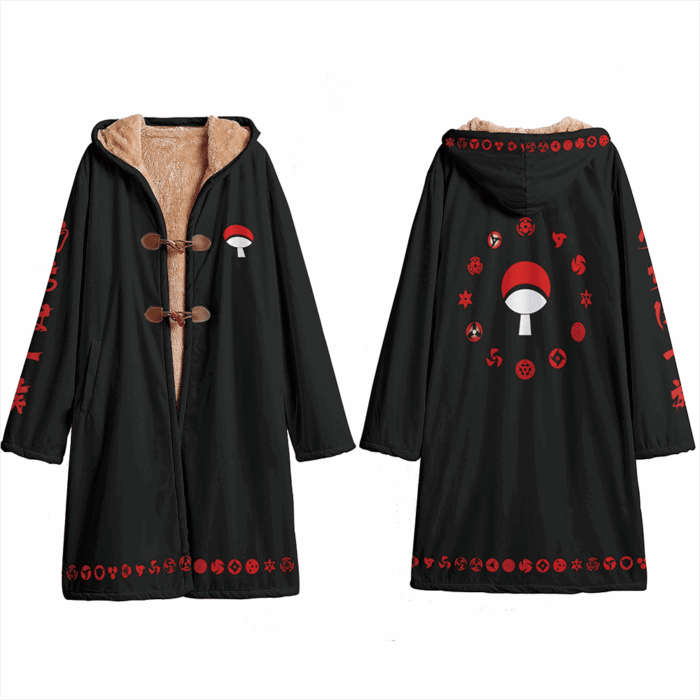 AB007 うちは 一族 Uchiha clan Sharingan Cloak Trench Coat / Robe Cosplay Costumes Cultural streetwear
