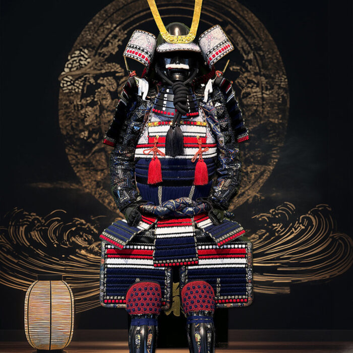 Limited Handmade Blue & Black Armor Ã-yoroi Demon Maedate Blue Pattern Rope