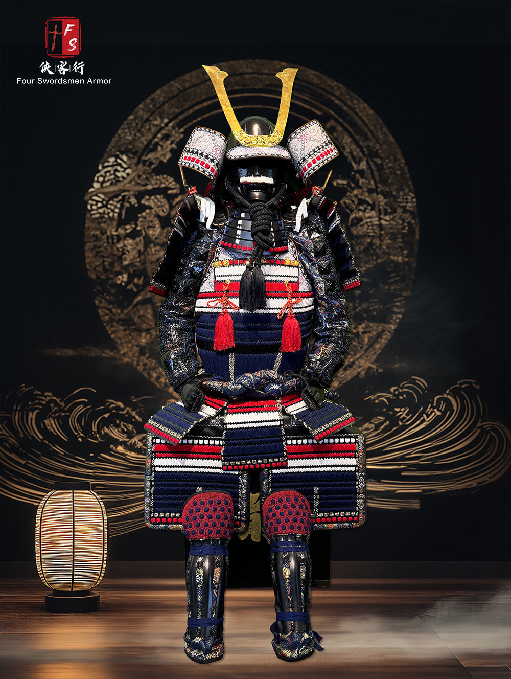 Limited Handmade Blue & Black Armor Ã-yoroi Demon Maedate Blue Pattern Rope