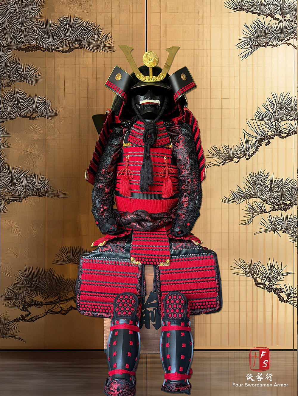 Limited Handmade Blue & Black Armor Ã-yoroi Demon Maedate Black Pattern Rope