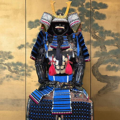 Limited Handmade Blue & Black Armor Ō-yoroi Demon Maedate Black Cord