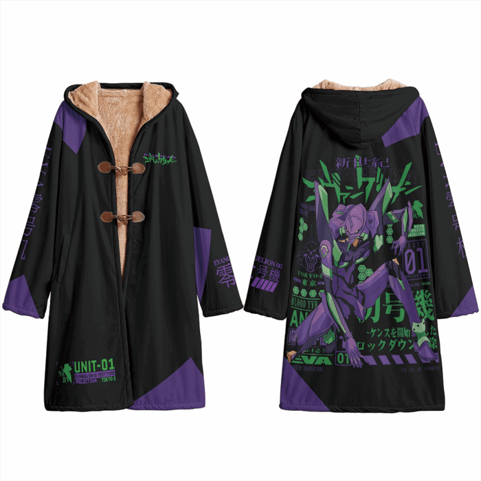 BA001 Anime hooded Cloak EVANGELION-01 Trench Coat / Robe Cosplay Costumes Cultural streetwear