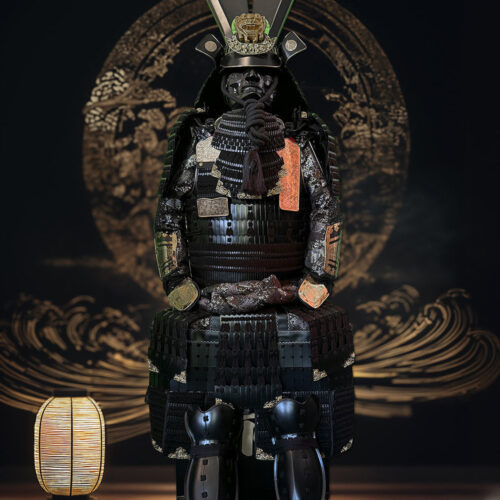 Limited Handmade Blue & Black Armor Ã-yoroi Demon Maedate Black Pattern Rope
