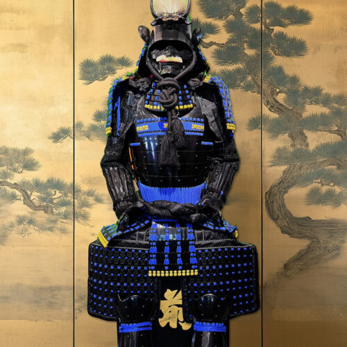 Limited Handmade Blue & Black Armor Ã-yoroi Demon Maedate Black Cord