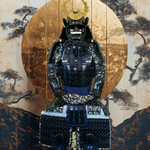Limited Handmade Blue & Black Armor Ã-yoroi Demon Maedate Black Pattern Rope