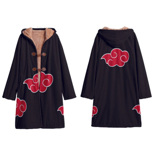 AB001 Trench Coat Naruto Akatsuki Red Cloud Hooded Cloak