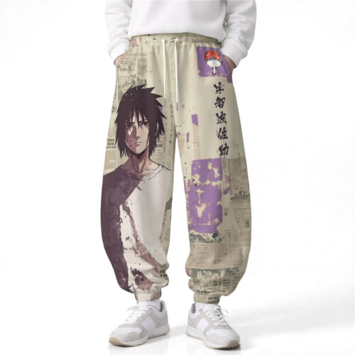 AB007 Anime Pants Loose Drawstring Wide Leg Elastic Waist
