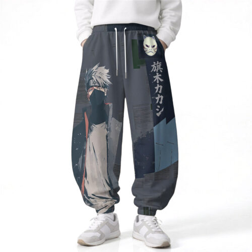 AB008 Pants Naruto Kakashi Hatake Loose Wide Leg Drawstring Elastic Waist