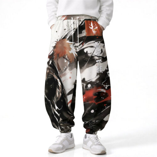 AG001 Pants Bleach Ichigo Kurosaki Loose Wide Leg Drawstring Elastic Waist