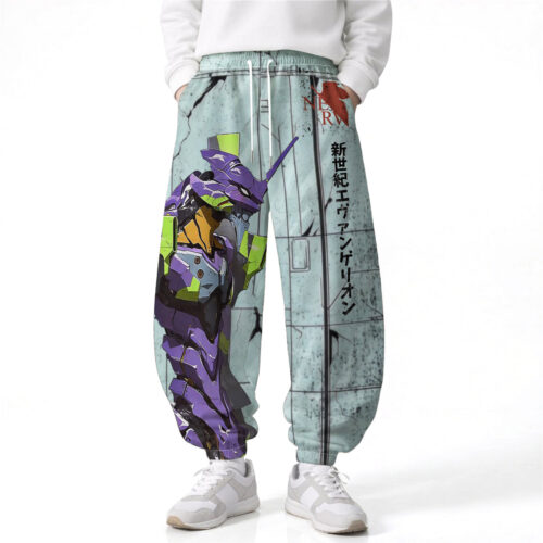 BA001 Pants Evangelion EVA-01 Loose Wide Leg Drawstring Elastic Waist