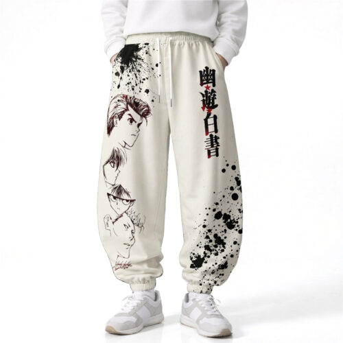 BD001 Pants Yu Yu Hakusho Yusuke Urameshi Loose Wide Leg Drawstring Elastic Waist