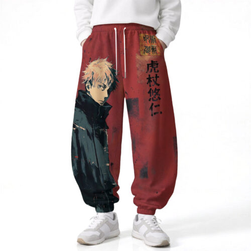 CA001 Pants Jujutsu Kaisen Yuji Itadori Loose Wide Leg Drawstring Elastic Waist