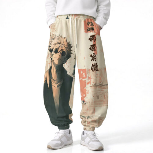 CA002 Pants Jujutsu Kaisen Satoru Gojo Loose Wide Leg Drawstring Elastic Waist