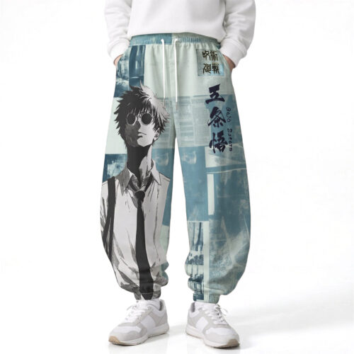 CA003 Pants Jujutsu Kaisen Satoru Gojo Loose Wide Leg Drawstring Elastic Waist