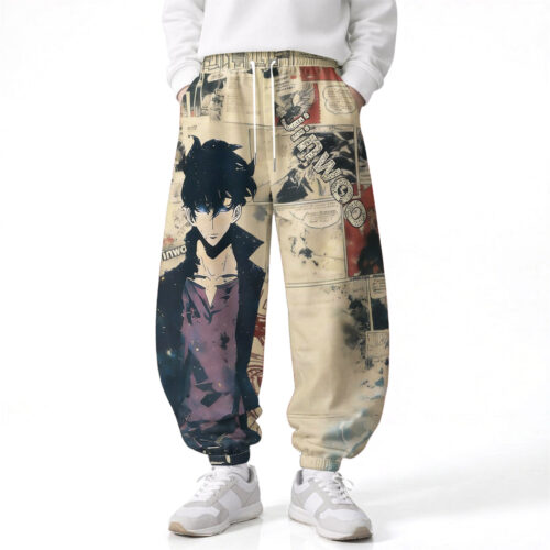 CC001 Pants Solo Leveling Sung Jin-Woo Loose Wide Leg Drawstring Elastic Waist