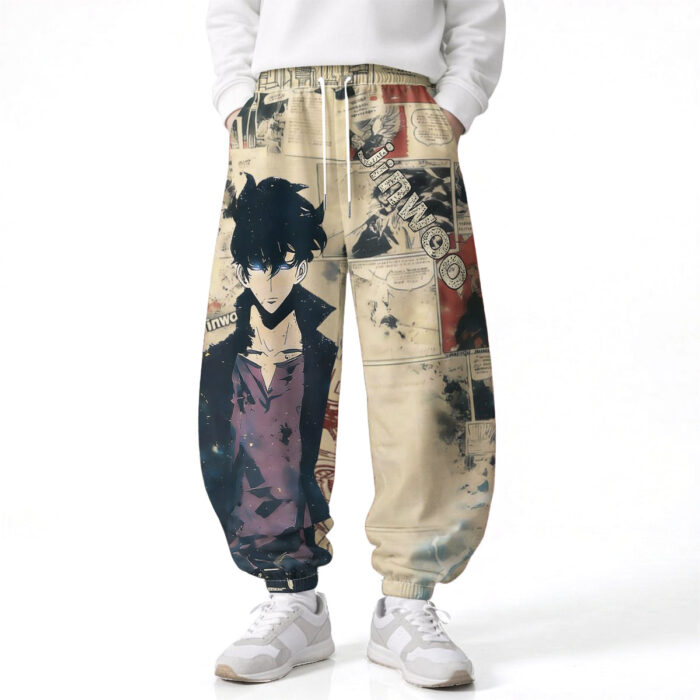 CC001 Anime Pants Loose Drawstring Wide Leg Elastic Waist