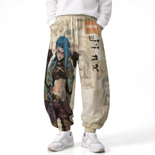 CG001 Pants League of Legends Jinx Loose Wide Leg Drawstring Elastic Waist