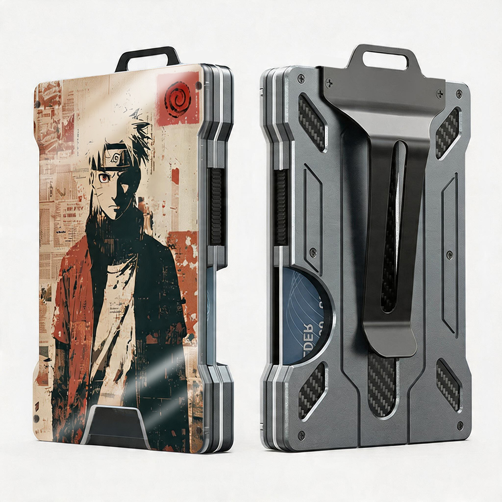 AB Metal Wallet Featuring Narut0 Ninja Character And Akatsuki Symbol Style Design