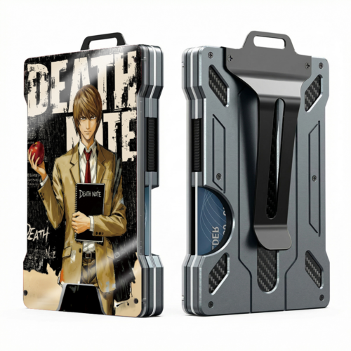 BC001 Metal Wallet Aluminum Featuring D3ath N0te L1ght Yag4mi Style Illustration Design