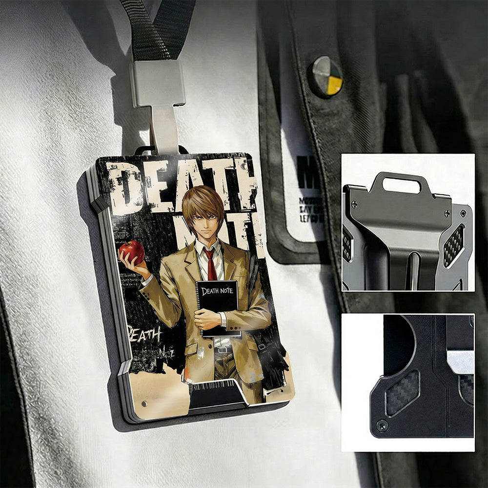 BC001 Metal Wallet Aluminum Featuring D3ath N0te L1ght Yag4mi Style Illustration Design - Image 2