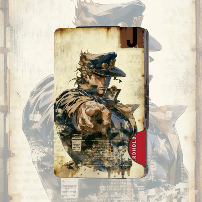 BG Metal Wallet Aluminum Featuring J0taro Kujo Style Hat Wearing Stand User Design