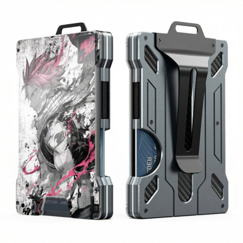 BN001 Metal wallet, splashed ink torn anime style