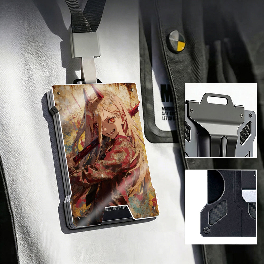 CE Metal Wallet Featuring ChainsawM4n Mak1ma Red Haired Control Devil Style Design - Image 4
