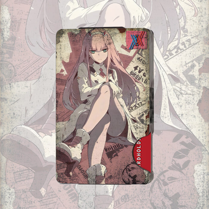 CH Metal Wallet Featuring Darling in the Franxx Pink Hair Female Character Illustration