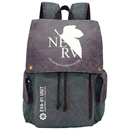 BA001 Backpack Featuring Ne0n Genesis Evangelion N3RV Ev4 01 Unit Purple Green Emblem