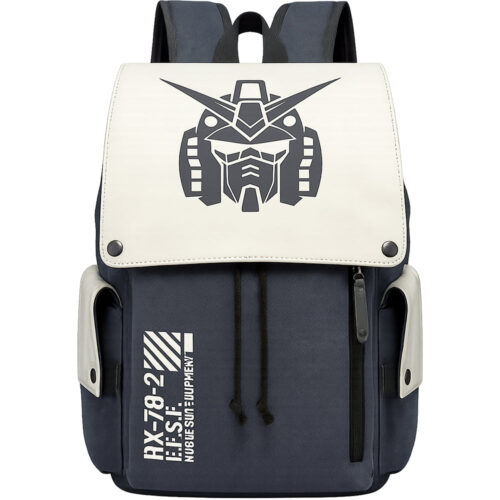BH001 Backpack Featuring Gund4m Mobile Suit Head White Gray Emblem