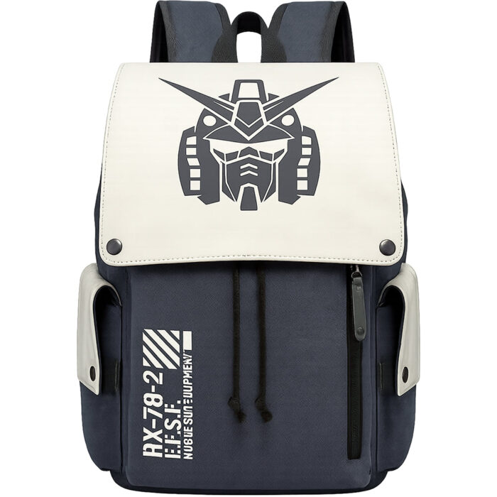 BH001 Backpack Featuring Gund4m Mobile Suit Head White Gray Emblem