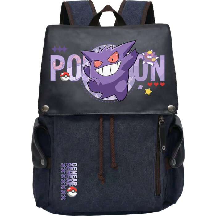 DA003 Backpack Featuring P0kemon Geng4r Poison Ghost Purple Smile Emblem