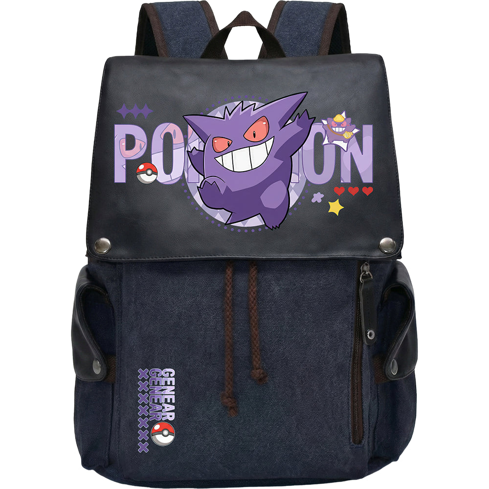 DA003 Backpack Featuring P0kemon Geng4r Poison Ghost Purple Smile Emblem