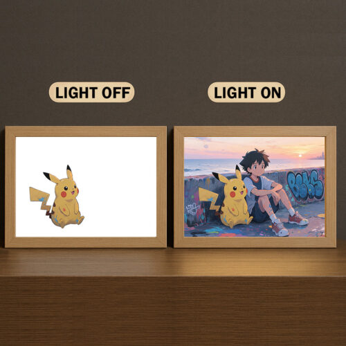 DA004 Light Painting Pokemon Pikachu and Ash Ketchum 3 Color Scenic Design