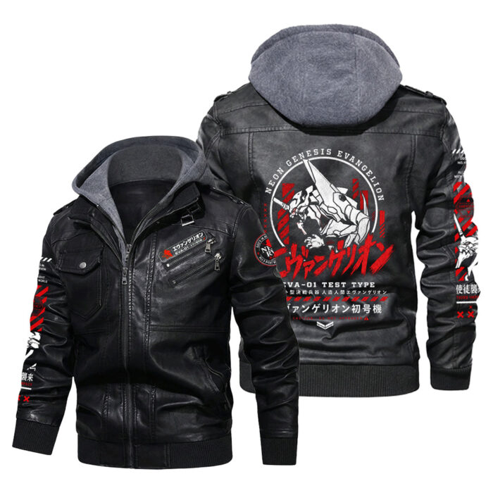 BA001 Leather Jacket Featuring Neon Genesis Ev4ngelion Unit 01 Mecha Graphic