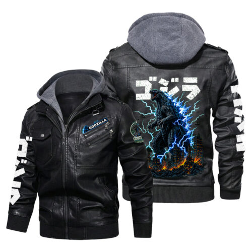 BM001 Leather Jacket Godzilla Design