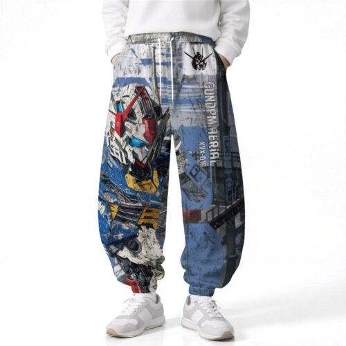 BH001 Pants Gundam RX-78-2 Loose Wide Leg Drawstring Elastic Waist