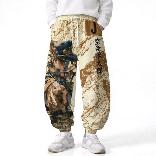 BG001 Pants JoJo's Bizarre Adventure Jotaro Kujo Loose Wide Leg Drawstring Elastic Waist