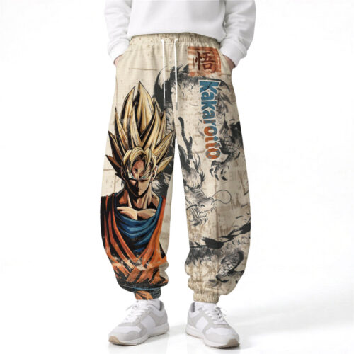 AC001 Pants Dragon Ball Goku Loose Wide Leg Drawstring Elastic Waist