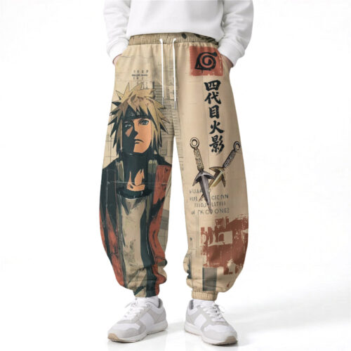 AB003 Anime Pants Loose Drawstring Wide Leg Elastic Waist