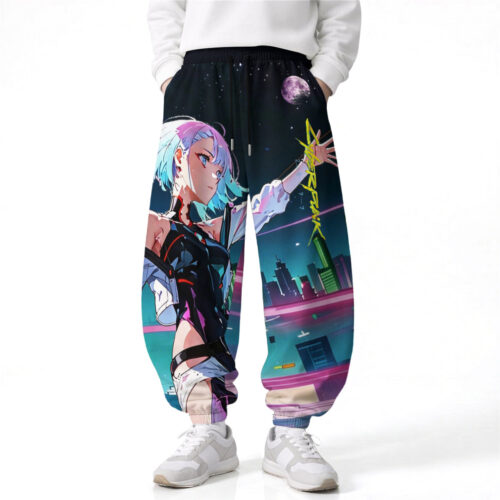 CI002 Pants Cyberpunk Edgerunners Lucy Loose Wide Leg Drawstring Elastic Waist