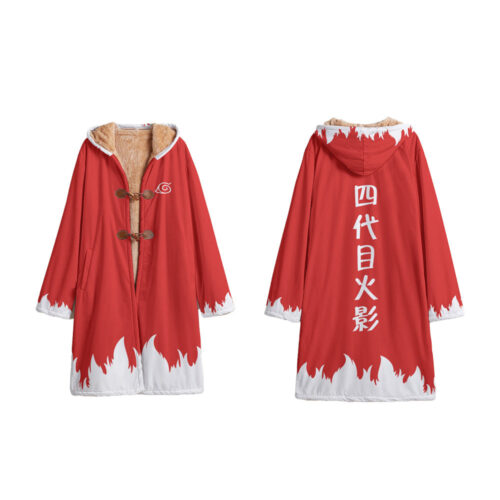 AB004 Trench Coat Naruto Minato Namikaze Fourth Hokage Hooded Cloak