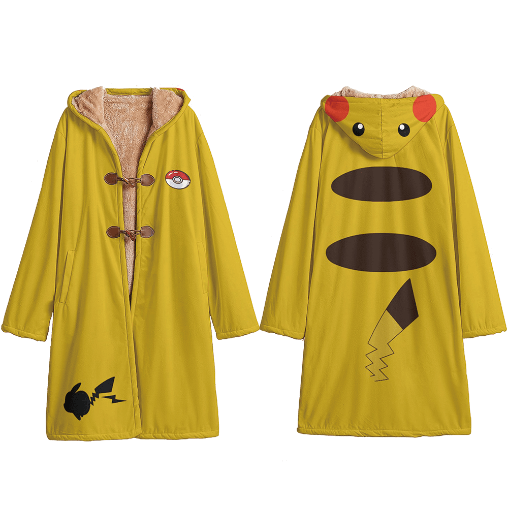 DA002 Anime Pikachu Cosplay Cloak Trench Coat / Robe Cosplay Costumes Cultural streetwear